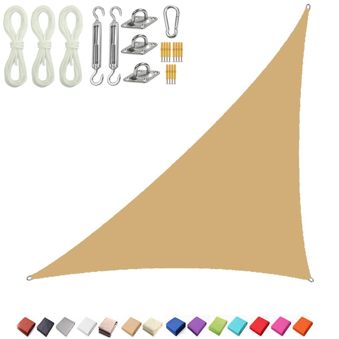 Voile d'ombrage triangulaire anti-UV 95% et imperméable pour une terrasse abritée de la pluie