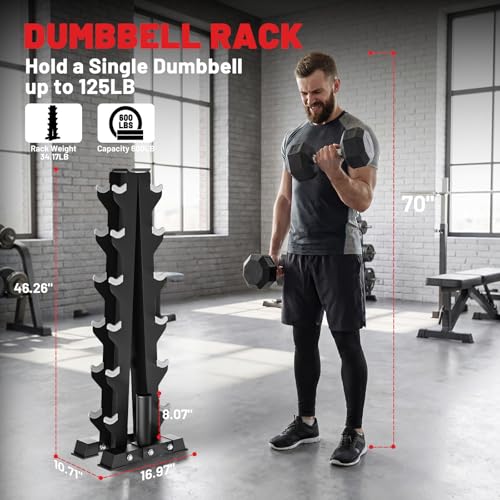 Image of A-Frame Dumbbell Stand, Dumbbell Barbell Storage & T Bar Row for Home Gym