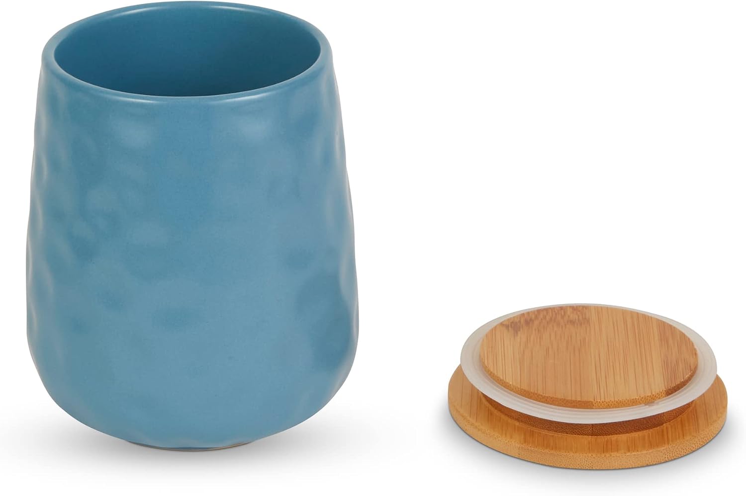 DII Kitchen Accessories Collection, Textured Matte Ceramic Canister Set, Storm Blue, Dimple, 2 Piece image 2