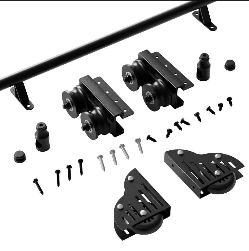 Kit de porte de grange coulissante avec rail de 200cm pour échelle de bibliothèque