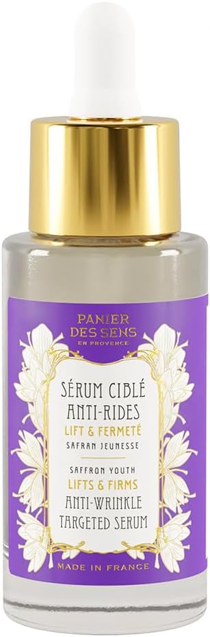 NEW - Panier des Sens - Anti Aging Serum for Face - Saffron Extract + Hyaluronic Acid - Anti Wrinkle & Lift - Skin Care for Women - Hydrating Facial Serum 97% Natural Ingredients - 30 ml