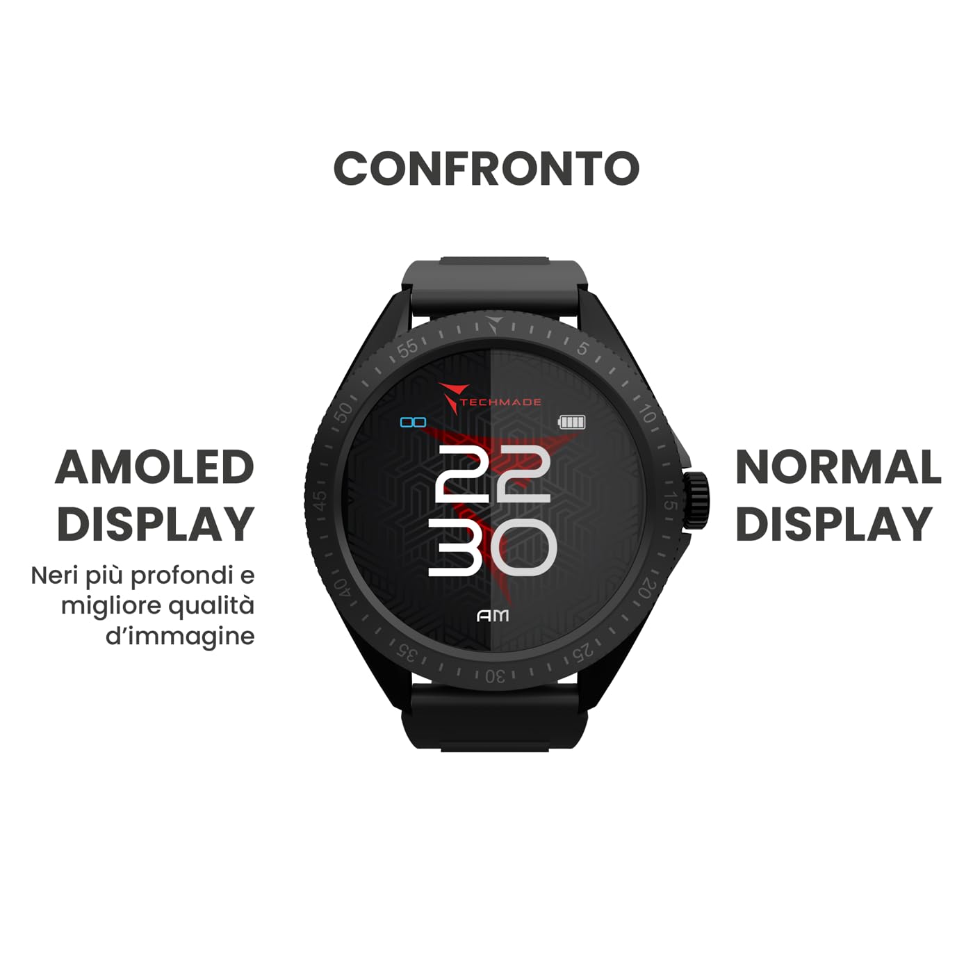 Techmade Rocks 2.0 Montre Connectée Homme Femme, Appels Bluetooth, Notifications Whatsapp, Podomètre, Cardiofréquencemètre, Suivi du Sommeil, Multisport, Étanche, (Noir et Gris Clair)