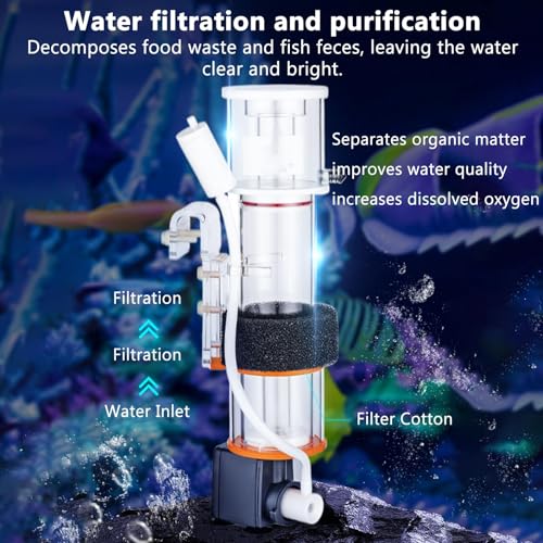 Skimmer proteico per acquari di acqua salata, migliora la qualità dell'acqua, ideale per acquari da 30 a 130 litri, filtraggio efficiente, aeratore per acquari, essenziale per acquari marini