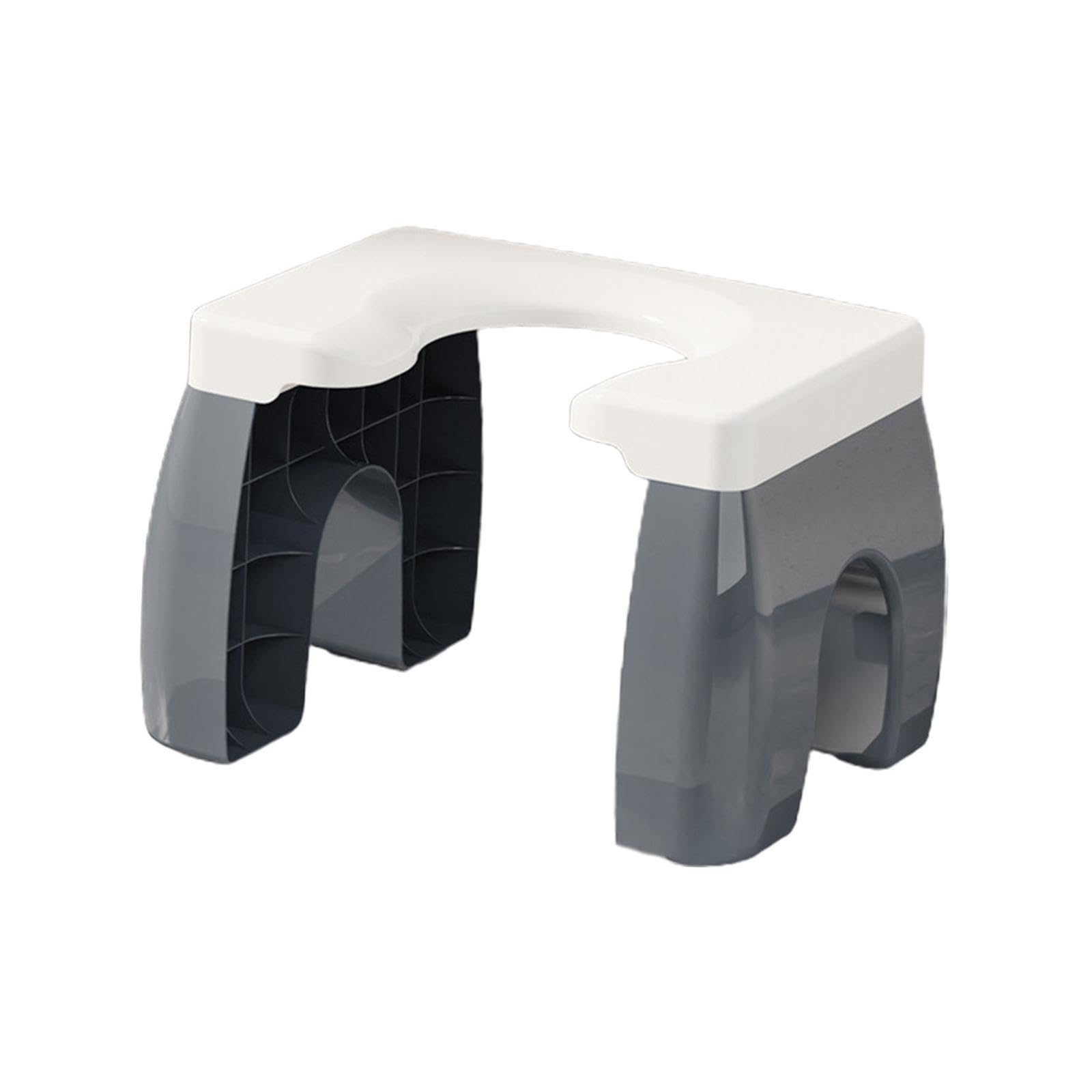 Banqueta para Inodoro Taburete Sanitario con Base Antideslizante Superficie Ancha Material Apto para Niños Adultos Y Mayores, Gris Blanco, Individual