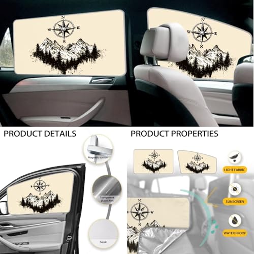 Image of Car Windshield Sun Shade 6 Pack Forest Foldable Car Front Windshield Sun Shade and Side Window Sun Shade UV Rays and Keeps Vehicle Cool for Most Sedan