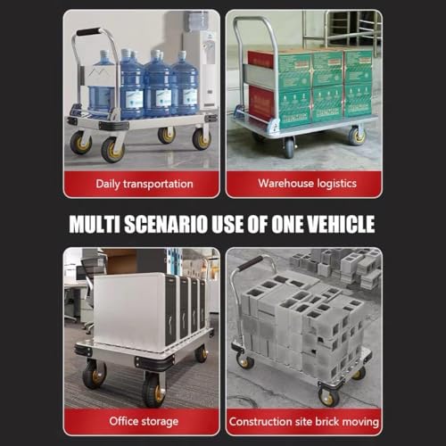 Carrello con piattaforma pieghevole resistente con ruote e maniglia, carrello multiuso durevole per un facile trasporto e sollevamento pesante, soluzione versatile per traslochi per casa e magazzino