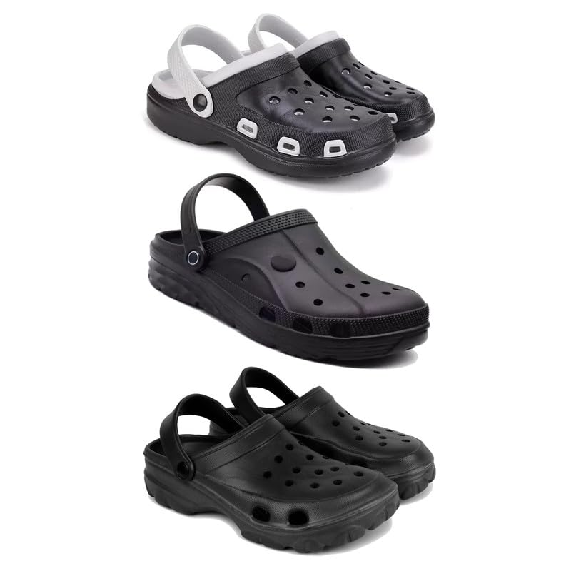 WINGSCRAFT Lightweight Classic Clogs || Sandals with Slider for Men-Combo(3)-3018-3095-3123-8 Black (B0D4VXD9PD) Amazon Price History, Amazon Price Tracker
