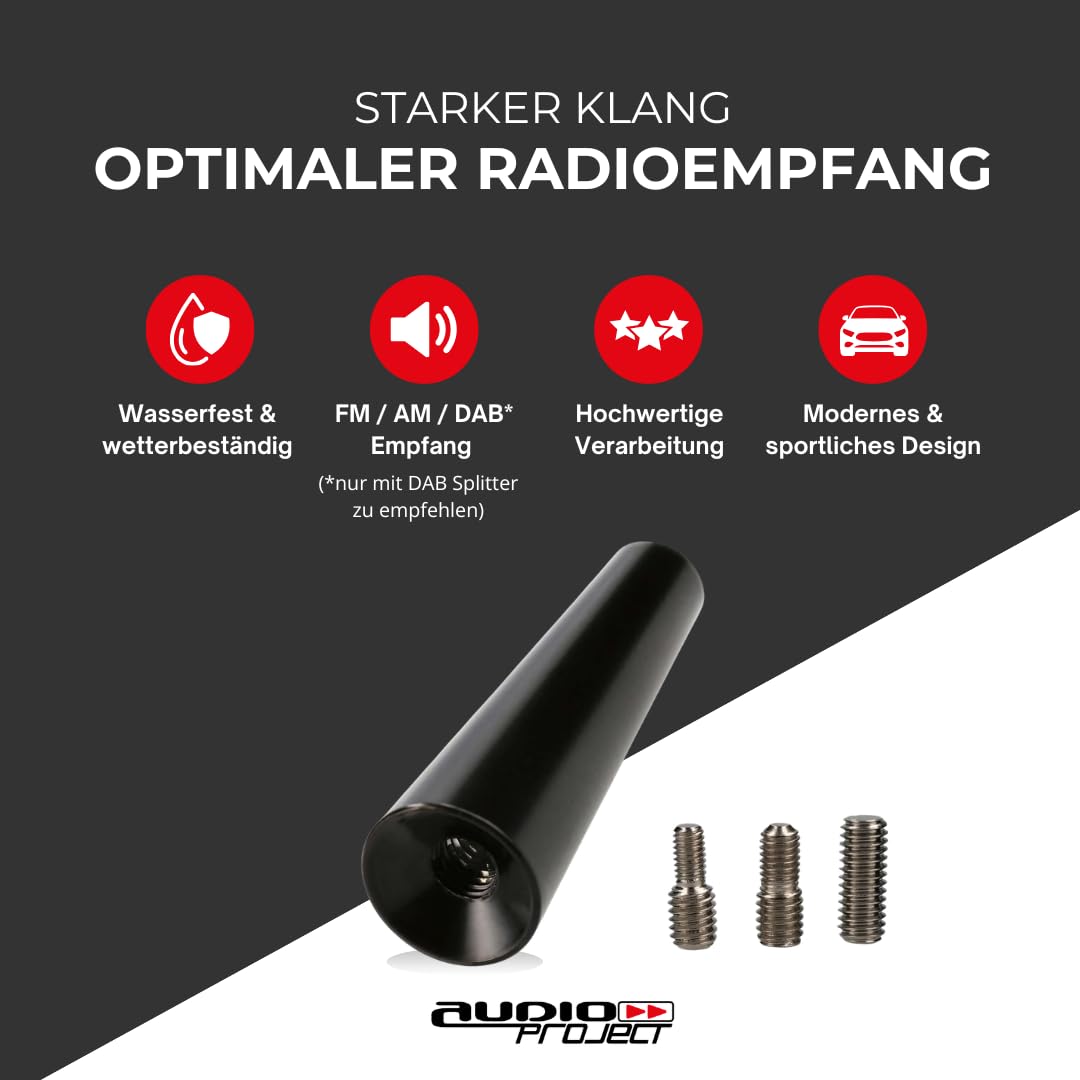 Audioproject A205 - Antenna-per-autoradio 5 cm compatibile per: Toyota Aygo Opel Corsa Fiat Panda Suzuki Peugeot Cooper adapter universe antenna auto corta accessori