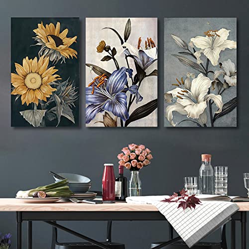 Peinture Toile Tournesol Lys Fleur Image Murale 50x70cm
