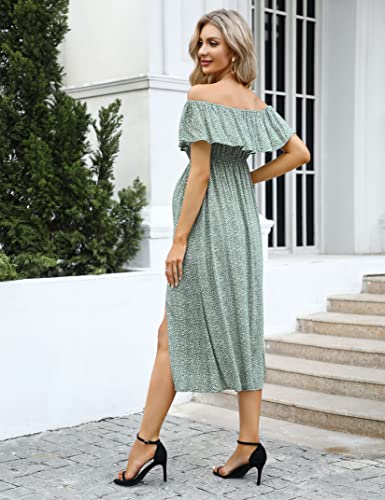 Image of Maternity Dress Women's Off Shoulder Split A Line Casual Maxi Dress Photography Dress for Babyshower