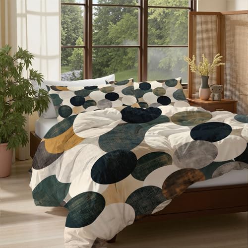 Parure de lit réversible en microfibre douce motif abstrait 3D - 3