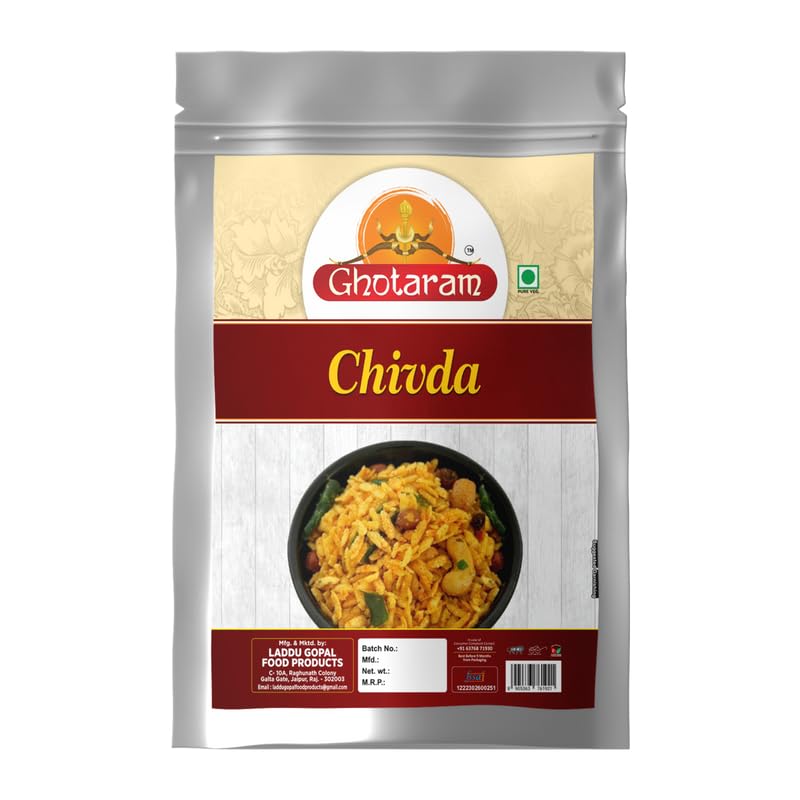 Ghotaram Classic Indian Atkulu Aval Cornflakes Chiwda, Makai CornFlakes Poha Dry Fruits Namkeen Mixture Chivra, Chiwda, Namkeen, Namkeen Mixture, No Added Preservatives-250 * 1Pack image 2