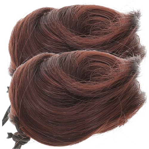 PartyKindom Volume-boosting 2pcs Fake Bun Claw Chignons Hair Bun Hairpieces for Women High Temperature Silk