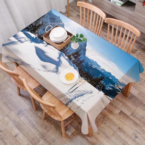 DALEXHM Nappe Rectangulaire 137x183 cm Nappe Exterieur Imperméable Anti-tâche Protection de Table pour Salle à Mangerr,Décorations d'hiver, Panorama...