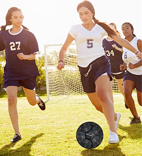 Image of Soccer Ball - Boys and Girls Soccer Ball with Reflective Hex, Outdoor and Indoor for Playtime, Training, and Games - Iridescent Black Size 3