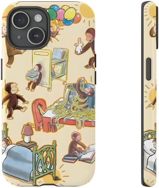 Playful Cute Curious Monkey Phone Case Compatible with iPhone 13, Shockproof Slim TPU and Hard PC Protective Phone Cover,Monkey Collection image 4