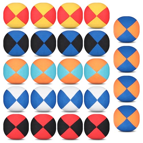 24 PCS Juggling Balls for Beginners and Professionals, 2.36 Inch Hacky Sacks Small Hacky Ball Bulk Hackys Sacks for Adults Multicolored Jugglings Bean Bags for Adults Juggling Playing Party Favors