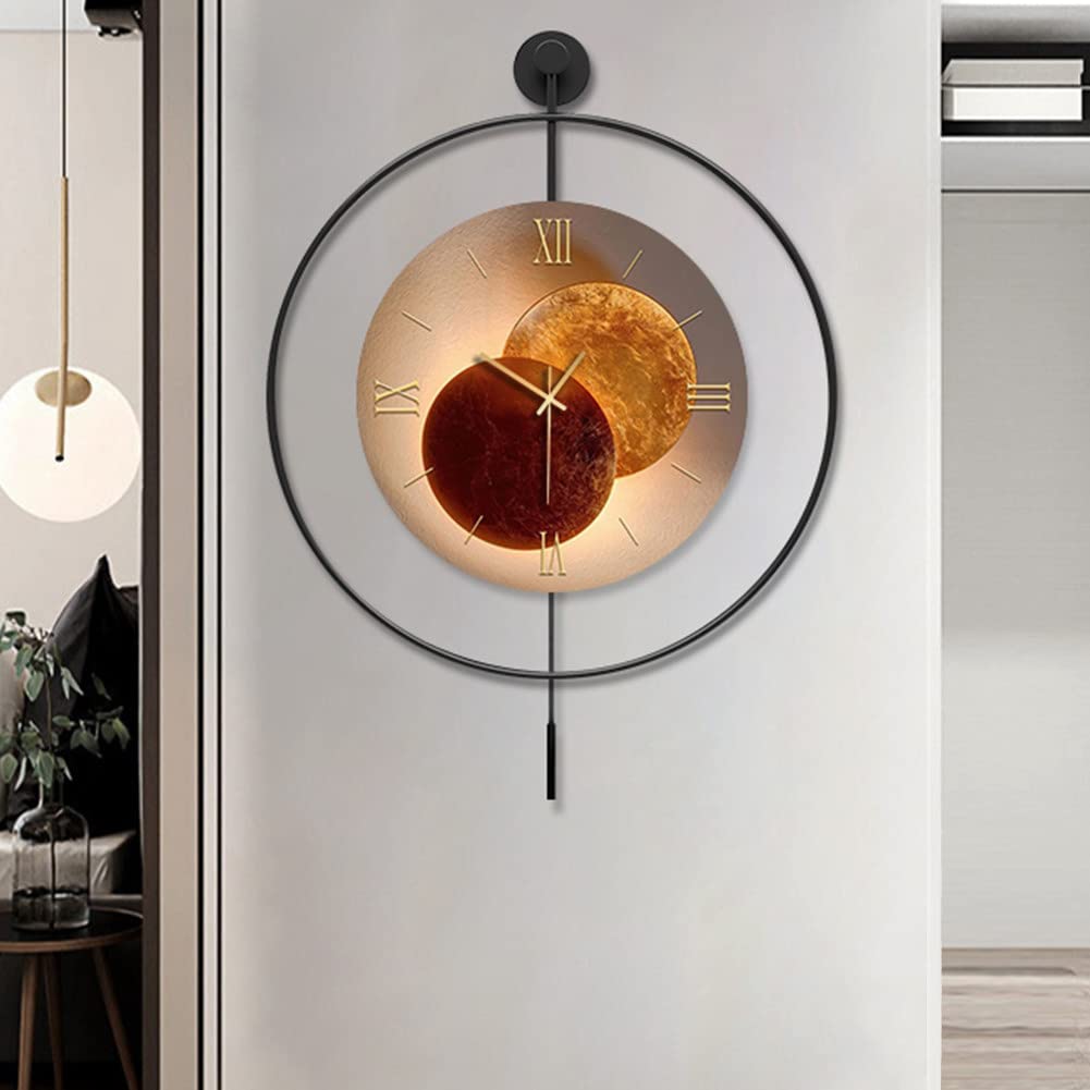 TAHALI Wall Clock, European Industrial Wall Clock with Roman Numerals, Silent Non-Ticking Metal Wall Clock, for Kitchen, Living Room, Bedroom, Office,60 * 80CM-J
