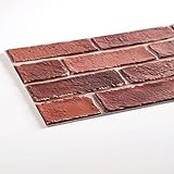 Haimin PVC 3D Wall Panels Peel and Stick （23.6x11.8in） 10 PCS IXPE Foam 3D Wallpaper, Faux Brick Wall Panels Faux Stone Foam Self Adhesive Textured Rock Pattern (Red Brick)