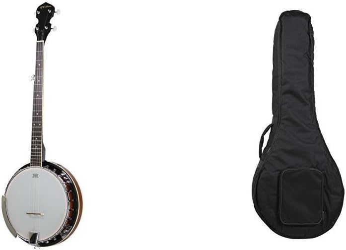 5-String Banjo 24 Bracket with Closed Solid Back and Geared 5th Tuner By Jameson Guitars & Jameson Banjo Padded Gig Bag Case with Shoulder Strap