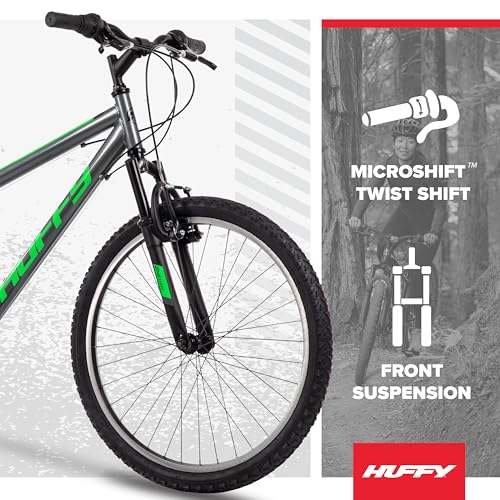 Image of Huffy Stone Mountain Bike for Men and Women, 20 inch /24 inch /26 inch, 6-Speed (20 inch) or 21-Speed, Front or Dual Suspension (Varies), Multiple Colors, Adjustable Saddle, Shimano Equipped, All-Terrain Tires
