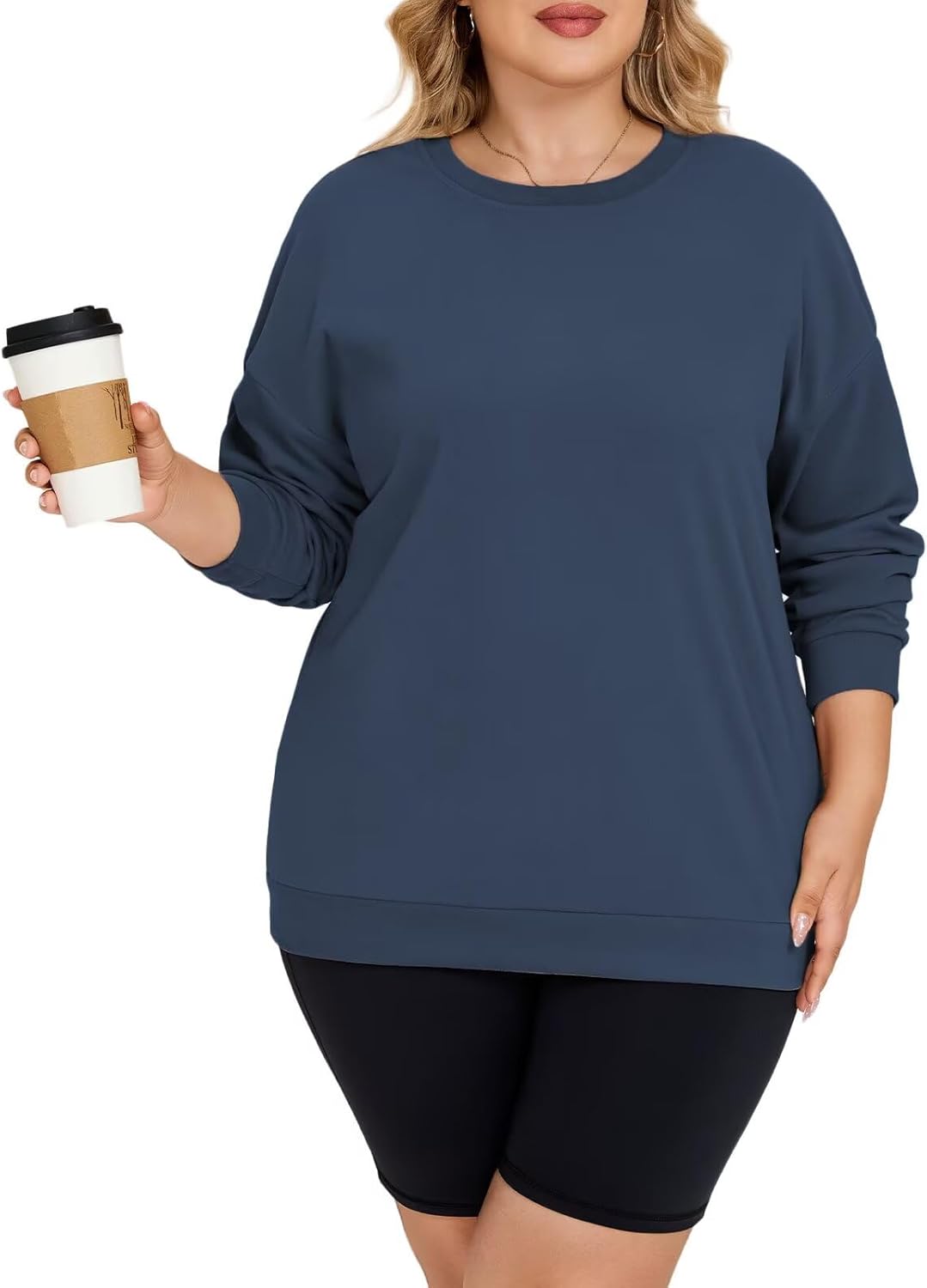 DOLNINE Womens-Plus-Size-Tops Fall Oversized Long Sleeve T Shirts Casual Crewneck Pullover Sweatshirts Soft Loose Fit Tunic - Image 3