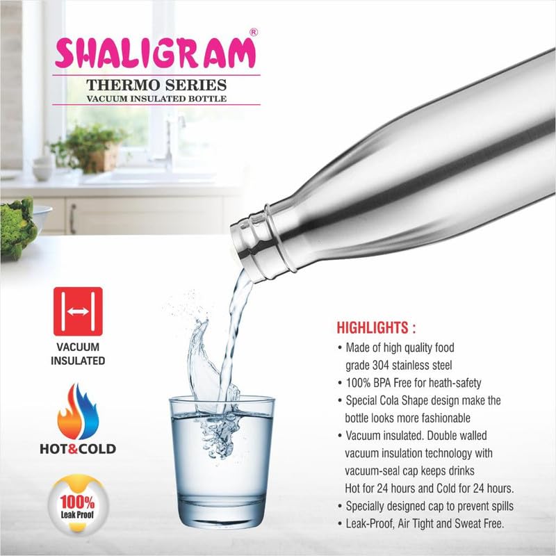 Image of SHALIGRAM Stainless Steel Thermosteel Water Bottle, 24 Hr Hot and Cold I Leak Proof Lid I Vacuum Insulated I for Office, Gym, School | COLA