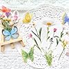 Ychsring Butterfly Floral Stickers Bulk - 320 Pcs Transparent Realistic Dried Pressed Flower Stickers for Crafts, Envelopes, Scrapbook, Junk Journal Supplies - Waterproof Clear Wildflower for Resin #1