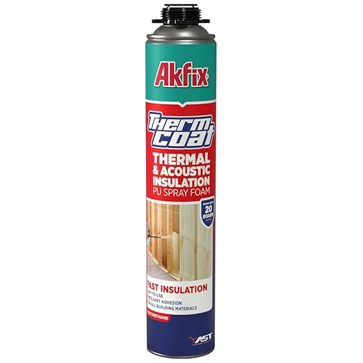 Akfix Thermcoat Spray Foam Insulation Kit (20 Board Feet) Closed Cell Expanding Sealant for Thermal & Acoustic Protection for Walls and Attic - Gun & Cleaner NOT Included |27.1 oz, 1 Pack