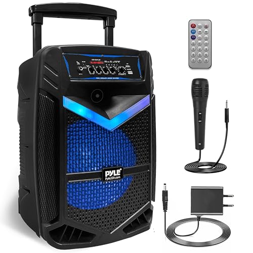 Pyle - Pyle Enceinte Bluetooth Puissante,800W Enceinte Sono Portable avec Batterie Rechargeable, Subwoofer et Tweeter, Fonction d'Enregistrement, Micro Filaire SD/USB/AUX Radio, Eclairage LED et Roues, Noir - -3%