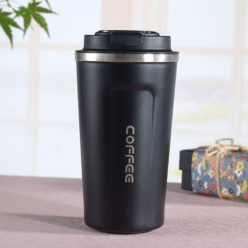 Image of Premium Stainless Steel Coffee Mug with Leak-Proof Lid - 510ml Vacuum Insulated Travel Tumbler for Hot & Cold Beverages, Double Walled Reusable Coffee Cup for Office, Home & Car (Glossy Black)