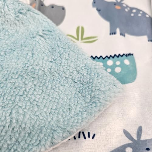 Image of TITI with Love Reversible Baby Blanket and Pillow Set - Hippo Baby Blanket with Soft Plush Neck Pillow, Ideal for Travel, Crib, 37x27 in