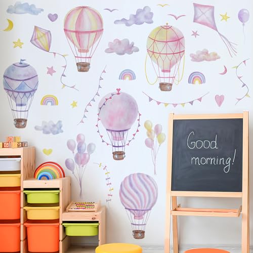 Vinilos decorativos globo aerostático grande para pared 2 piezas miniatura 4