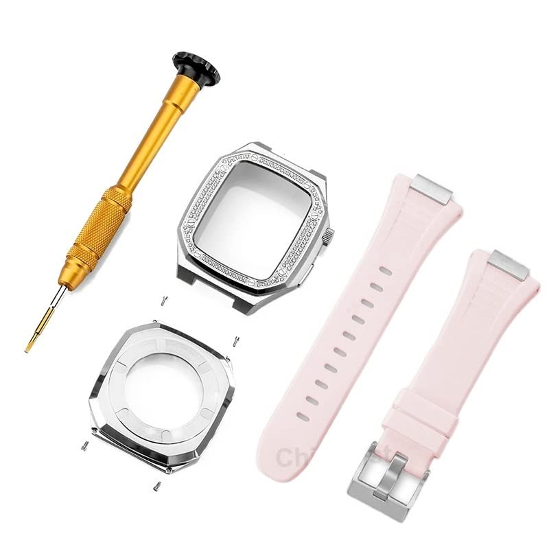 Kit Modification Kit Apple Watch 45mm 41mm Métal Acier Inoxydable avec Diamond Strap