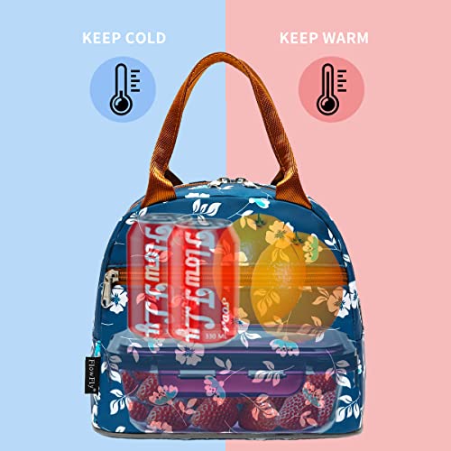 FlowFly Insulated Lunch Cooler Bag - Floral Tote for Women/Men