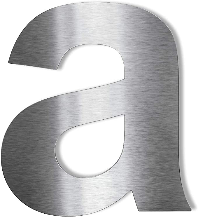 Metzler Edelstahl Hausnummer - V2A Edelstahl grob geschliffen - Schrift Arial - Höhe 20 cm - Buchstabe a