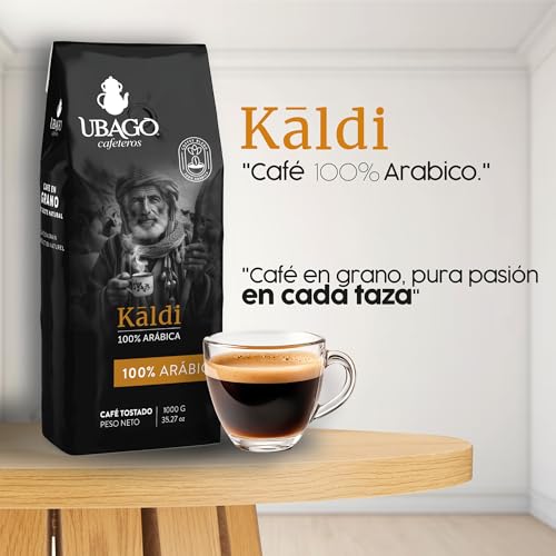 Cafe en grano natural, Ideal para cafetera superautomática, Notas dulces y aromáticas, 100% Arabica Kaldi, Tueste medio, Ubago, Paquete de 1kg - imagen 4