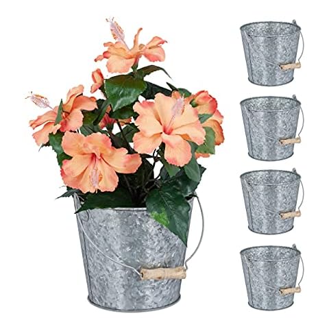 Relaxdays Zinc Herb Pot Set Cover