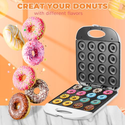 Mini Donut Maker, 16 Holes Small Doughnuts Maker Machine, Mini Pancake Maker for Kid-Friendly Breakfast, Snacks, Desserts & More with Non-stick Surface, Double-sided Heating - Thumbnail 7