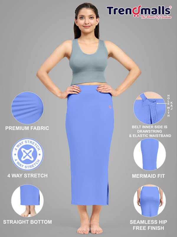 Image of TRENDMALLS Women's Polyester Spandex Stretchable Straight Saree Shapewear Petticoat for Women, Cotton Blended, Skirts for Women, Saree Shaper