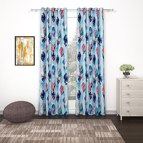 Image of Curtain Door - Raga Curtains Door Curtains 7 Feet for Home and Living Room |Abstract| Aqua Blue| Polyester, Pack of 2