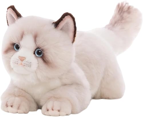 CU-MATE Gato Ragdoll Gris de Peluche de 20 Pulgadas - Juguetes de Animales de Peluche - Juguete de Peluche Realista de Gato Ann Baker Hecho a Mano