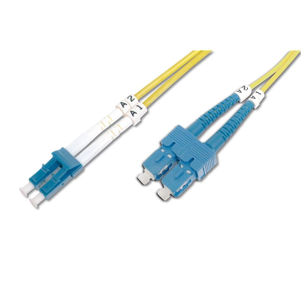 DIGITUS DK-292SCA3LC-02 – Kabel Światłowodowy OS2 – 2 m – SC (APC) do LC (PC) – Dupleksowy – 1/10 Gbit/s – SM Jednomodowy Światłowodowy Kabel LAN – Typ Włókna: 9/125 µ – Żółty (Yellow)