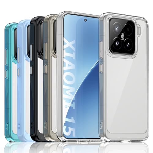 TailTech Hülle für Xiaomi 15 - Kristallklare Acryl-Rückseite mit Farbiger TPU-Rahmen Stoßfestes Kratzfestes Handy Case - Klar