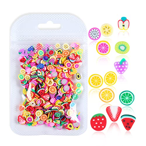 GZMAYUEN Ongles Fruits Tranches Polymère Argile 3D Fruits Colorés Citron Banane Pastèque Fraise Micro Ongles Accessoires Nail Art Décorations Cover