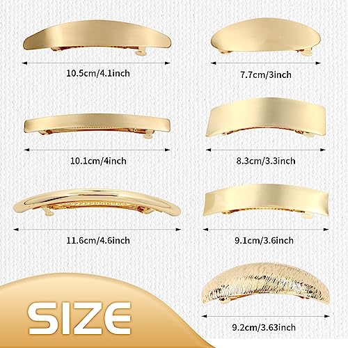 Cinaci 7 Pack Simple Elegant Gold Metal French Barrettes Decorative Snap Hair Clips Barrettes Clamps Accessories For Women Girls thumb #3