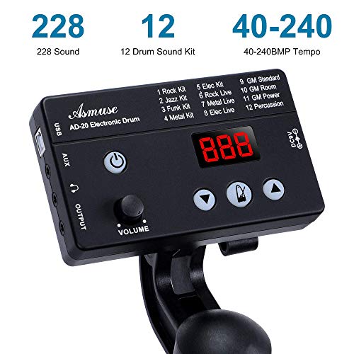 Asmuse Batterie Électronique 7 Pièces en Peau Maillée avec Rack 242 Sons, avec fonction Rim Shot et cymbale, Support… - Les Beatles, Paul McCartney, John Lennon, RIngo Starr, George Harrison Asmuse Batterie Électronique 7 Pièces en Peau Maillée avec Rack 242 Sons, avec fonction Rim Shot et cymbale, Support… – Image 3