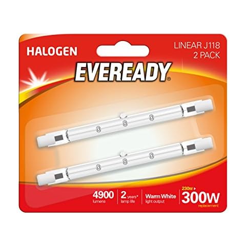 Eveready ECO Halogen 230W (300W Equivalent) Linear Light Bulb, Pack of 2, R7s, 230 W Cover
