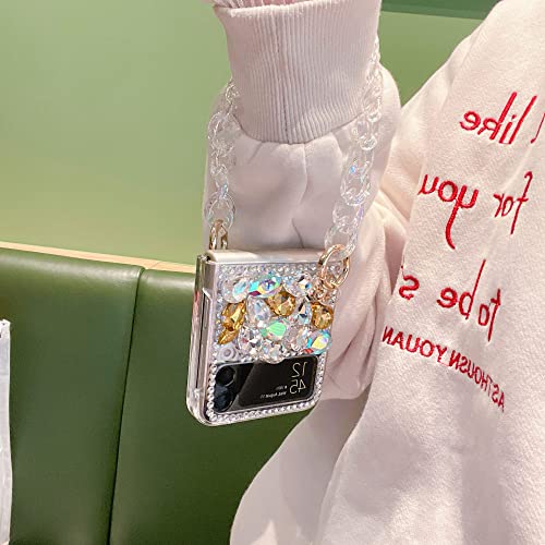Coque antichoc Samsung Galaxy Z Flip 4 avec bracelet chaîne strass - 5