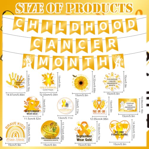Image of Gameza Childhood Cancer Awareness Decorations - 14PCS Childhood Cancer Awareness Month Party Banner Hanging Swirls Honeycomb Centerpieces Decor, Gold Ribbon Charity Public Social Event Party Supplies